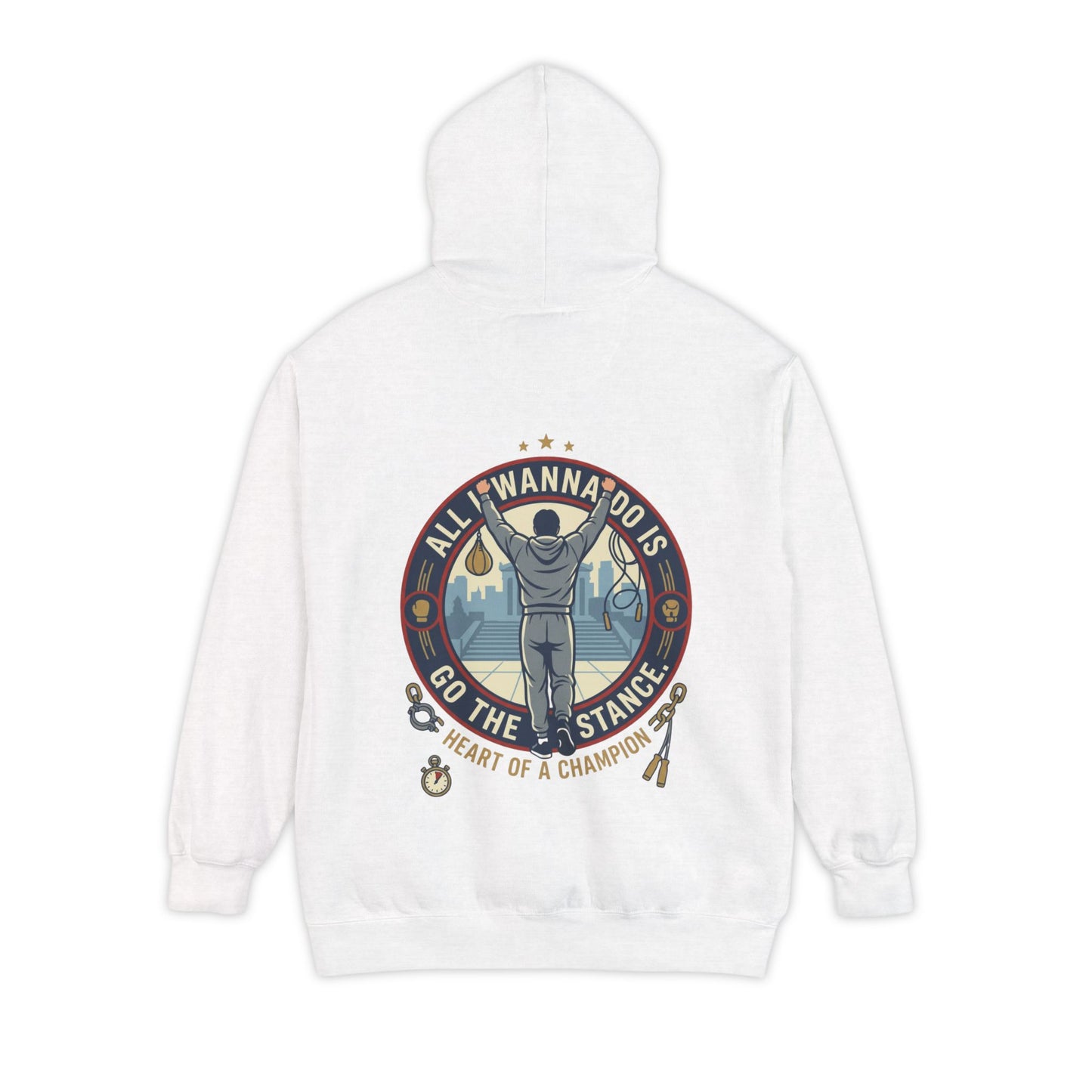 "Go The Distance" Underdog Montage Chmpionship Hoodie — Retro 90's Workout Boxing Sweatshirt