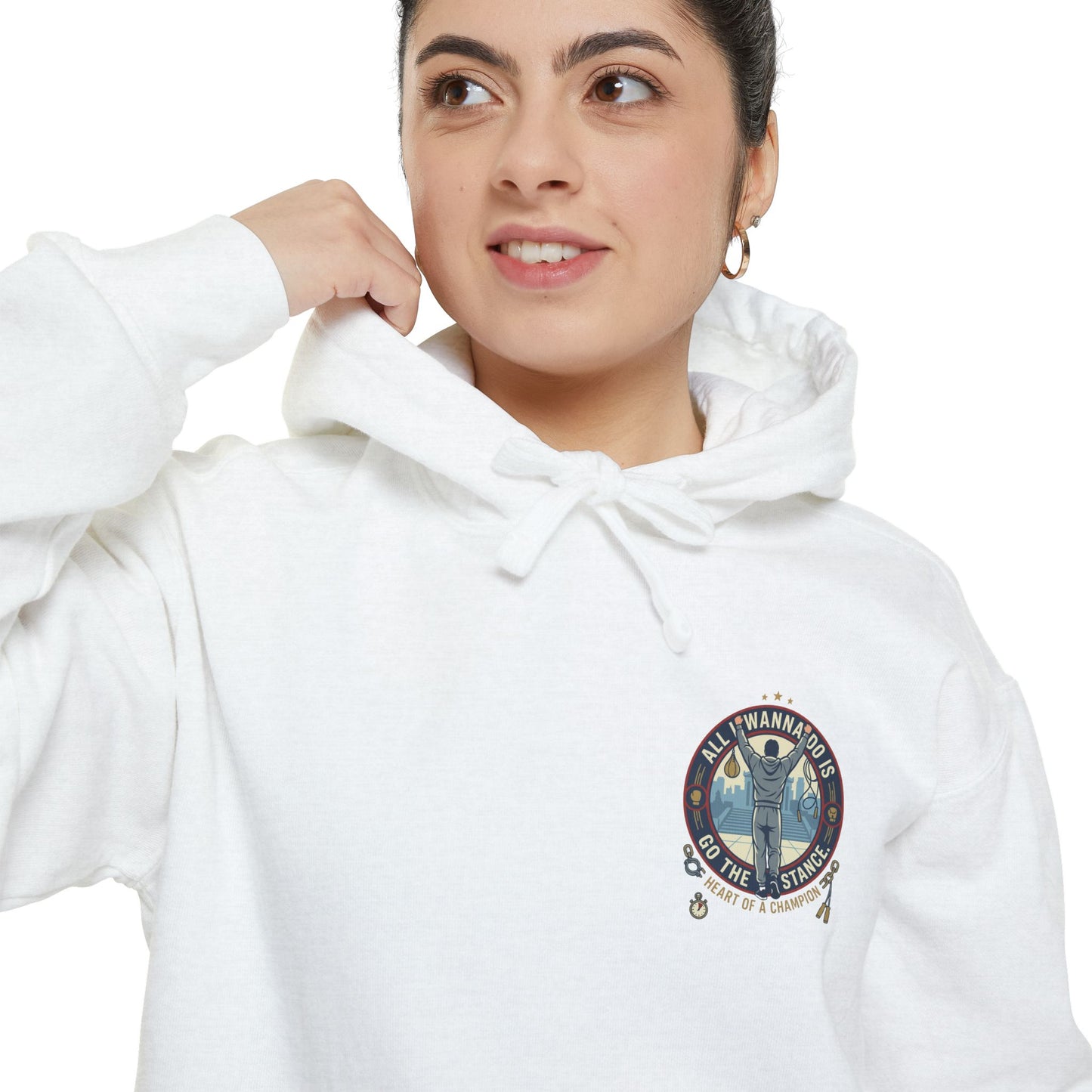 "Go The Distance" Underdog Montage Chmpionship Hoodie — Retro 90's Workout Boxing Sweatshirt